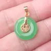 Collane a pendente 17x17mm Green Red Jades Donut Fu Word Gift 1PCS333D
