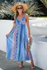 Robes sexy urbaines 2024 Summer Bohemian Style Femmes Longue robe sexy Spaghetti Imprimé de plage inébranlable Robe de plage de vacances Femme Maxi Vestidos Y240420