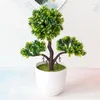 Decorative Flowers 20X26CM Guest-Greeting Pine Potted Artificial Tree Bonsai Green Plant Home Decoration Simulation Flower With Pot