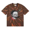 2024 Öğrenci Tersinir Tee Zombi Tokyo Gd Glitch Tie Boya Erkek Tişört Kısa Gevşek İpek Gömlek Moda Tees