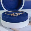 Women Designer Diamond Armband Horseshoe Buckle Bangle 18K Rose Gold Plated Pure Silver Jewelry