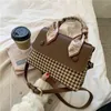 Bag Women Shoulder Messenger Female Bags Checked Silk Scarf Handbags Small Square Sac Shopper