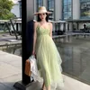 Casual Dresses Women Tulle Slip Party Long Dress Elegant Summer Sleeveless V Neck Backless Irregular Fashion Ladies Ball Gown