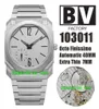 BVF Relojes de calidad superior 40 mm Thk 7 mm 103011 Octo Finissimo Extra delgada BVL138 Automatic Men039s Watch Grey Dial Acero inoxidable 9958844