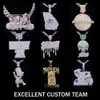 Yu Ying Hip Hop Bijoux Mentirie Iced Out Pendant Custom Letter Pendant 925 Sterling Silver VVS Moisanite Diamond Numéro Nom Pendant