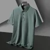 Wysokiej marki T-shirt z krótkim rękawem Męskie lato Ice Silk Fashion Business Luksusowy płynna koszulka polo Casual Mens Clothing 240412