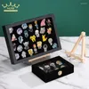 Jewelry Pouches Badge Storage Box Transparent Glass Dust Cover Brooch Collection Medal Display Board