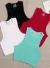 Women's Tanks Seamless Ribbed Crop Top Casual Sleeveless Tank Tops Solid Basic Versatile Vest Summer Elastic 14 Colors