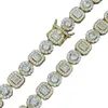 925 Sterlingsilber vereiste Baguette Diamant Gold Feststoff runde Quadrattennis Cluster Kette Tennis Halsketten Herren Womens