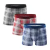 Onderbroek boksers mannen ondergoed plaid print heren ademend comfortabel zachte slipjes sport sexy shorts plus size 2024