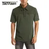 Tacvasen med 2 blixtlåsfickor t-shirts Mens Tactical Short Sleeve Polos skjortor Casual Team Work Golf Tops Man Clothing 240420