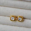Dingle örhängen franska geometriska fyrkantiga bruna tiger ögon pärla för kvinnor öm piercing