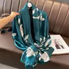 Scarves 2024 Four Seasons Imitated Silk Scarf Women 180 90cm Outdoor Large Size Soft Silky Fashion Lady Hijab