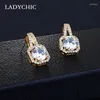 Gestüt Ohrringe Ladychic Einfache Mode klarer Zirkon für Frauen Gold Silber Farbe Strass Strasskristallschmuck Geschenk Brincos Le1333