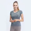 Lu Yoga Roupos Designer Mulheres de alta qualidade Camisetas de moda de luxo Sports Tech Sports Camiseta de manga curta Camiseta correndo fitness de fitness traje externo