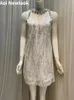 Sukienki zwykłe Aoi High Qualtty Elegancka mała sukienka 2024 Summer Y2K Luksusowy Starlight Rhinestone Haftowane kobiety Vestidos Evening Party