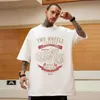 T-shirt maschile M-8xl Thirt oversize Mens American Retro Motorcycle Short Slve T-shirt Grande abbigliamento retrò a collo topico bianco Y240420