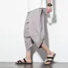 Mäns byxor beskurna morotbyxor Män sommar med elastisk dragkamp i midjan för streetwear