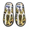 Slippers Winter Slipper Woman Man Moda Fluffy Warm Leopard Watercolor com MEOW TEXTOM TEXTOM CASA FONITY SAPATOS