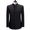 Chiński styl mandarynki stojak na obrożę Business Casual Wedding Slim Fit Blazer Mężczyzn Mężczyzny Kurtka męska płaszcz 4xl 240407