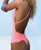 Deep V Plus Size SwimeWear Women Bathers Ruffle Sexy Bikinis 2019 Mujer One Piece Swimsuit Push Up Bathing Suit Thong Monokini XL291905907