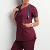 전문가를위한 약국 작업 유니폼 간호사 액세서리 캐주얼 짧은 슬리브 간호사 여성 의류 240420