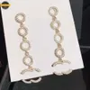 Örhängen designer bokstäver stud rostfritt stål 18k guld pläterad lång örhänge dingle crystal geometric lyx kvinnor strass pärla bröllop juvelen tillbehör