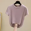 Kvinnors T-skjortor Solid överdimensionerade t-shirt Kvinnor Plus Size Top Moda Kort ärm Casual Loose Tee Shirt Lady Elegant Office We Ice Silk O Neck