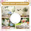 Decorative Figurines 20 PCS 25Cm Metal Floral Hoop Centerpiece For Table Wooden Stand Wreath Macrame Silver Rings DIY Crafts(White)