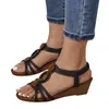 Sandals Wedge Women's Thick-soled Summer Style American Casual Soft-soled Mother Shoes Plus Size Retro Roman Zapatos