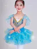 Fantas de balé de desgaste de palco vestidos de meninas Sule Shairts Infantil Puffy Little Swan Dance Tutu