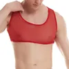 Herrtankstoppar sexiga man transparenta t-shirts mesh skörd väst tankar ärmlös sportmuskler undertröja u nackvästar tee kläder för män