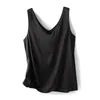 Women's Tanks V-neck Tank Tops Women Stylish Summer For Vest Smooth Satin Fabric Loose Fit Pullover