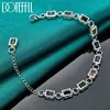 Chain DOTEFFIL Silver Color Square inlaid With Multi-color AAA Zircon Bracelet Chain For Woman Engagement Party Wedding Jewelry Y240420