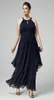 Prachtige kralen plus size prom -jurken halter halslijn geplooide formele jurk enkellengte chiffon avondjurken8504578