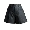 Shorts da donna Pocket casual Shorts in pelle Donne 2023 Autunno inverno inverno in pelle PU Shorts pantaloncini da donna Y240420