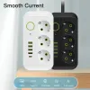 Plugs Eu Plug Multiprise Power Strip Extension Cable 6 Ac Outlets Electrical Socket Network Filter with 4 Usb C Pd Fast Smart Charging