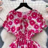 الثياب الحضرية المثيرة yuoomuoo الموضة الكورية ديزي زهرة طباعة فستان الحزب الصيف مرنة الخصر a-lin