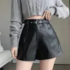 Women's Shorts 2023 New Autumn Winter Women Leather Shorts Ladies Fashion High Waist PU Shorts Female Casual Black Leathers Boots Shorts Y240420