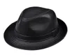 Hats de borde ancho de la moda Caballero de cuero real Fedora Men Autumn Winter Winter Black Vintage Dad Chapeau Cowhide Cap Panamá Jazz6821636