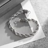 Chain Retro Hand Woven Metal Twisted Bracelet for Men Personality Charm Motorcycle Rock Punk Jewelry Gift Y240420