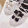 Casual Shoes Luxury Rhinestones Chain Chunky Sneakers Goth Women Black Platform Daddy 2024 Punk Cool Ladies Trainer Tennis Female