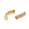 Hip Hop -Anzug farbenfrohe Mikroeinstellung Granat rot Diamant Gold Zahnanzug Hip Hop Zahnset Herrenschmuck