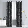 Curtain Silver Wave Foil Print Blackout 52W x 84L Inch 1 Panel Grommet Light Blocking Room Darchening Drape Noise Reducing