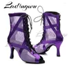 Scarpe da ballo Ladingwu Purple Women's Party for Ladies Boots Sexy Cuba High Heels Zapatillas Women latino