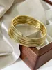 Chain Perisbox Trendy Retro Multilayer Solid Gold Plated Armband For Women Punk Hip-Hop Justerbar öppnings Bangle Fashion Jewelry Y240420