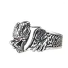 Cluster Rings BOCAI S925 Silver Retro Personalized Ruyi Flame Pattern Three Dimensional Dragon Open Ring Men's Gift