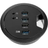 Hubs Deskfit 80mm 4 Port USB 3.0 Hub med 3,5 mm ljudmik MIC Telefon Jack/BC 1.2 USB -laddare, 5V/2A Power Adapter för iPhone/smarta telefoner