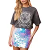 Skirts Xingqing Glitter Sequin Skirt 2000s Aesthetic Women Summer High Waist Bodycon Skirt Sexy Cocktail Party Skirt y2k Strtwear Y240420