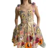 Neue Frauen 2024 3d Blumenstickerei verpacktes hip sexy Kleid
